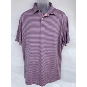 Peter Millar Summer Comfort Pink & Blue Striped Polo XL Lightweight Breathable